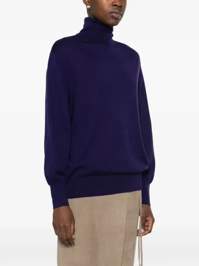 Bompard Turtleneck Sleeve-vent Sweater In Blue
