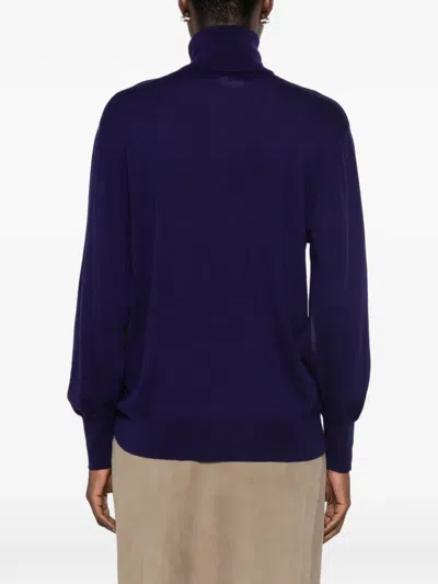 Bompard Turtleneck Sleeve-vent Sweater In Blue