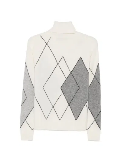 Seventy Argyle-pattern Roll-neck Sweater In White