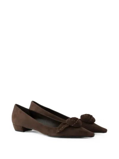 Prada Suede Ballerinas In Brown