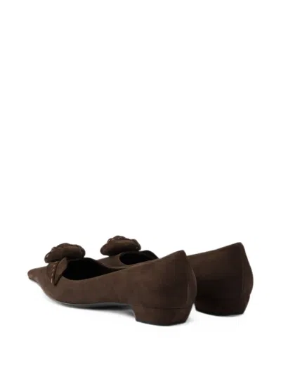 Prada Suede Ballerinas In Brown