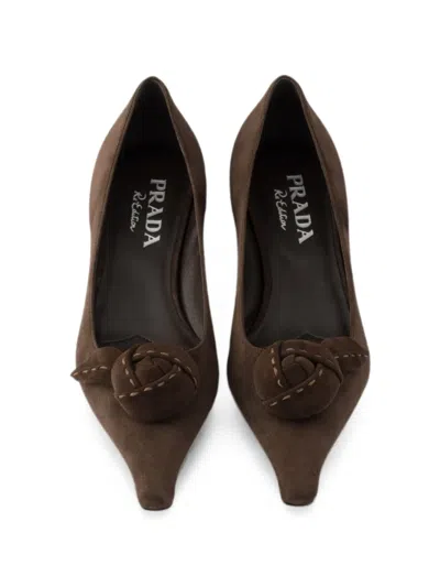 Prada Suede Ballerinas In Brown