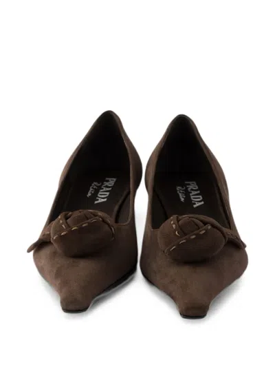 Prada Suede Ballerinas In Brown