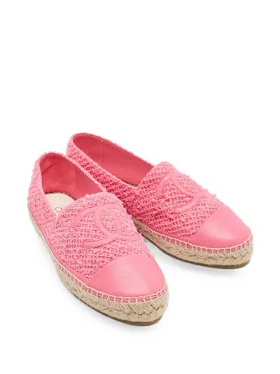 Pre-owned Chanel Interlocking Cc Cap-toe Espadrilles In Pink