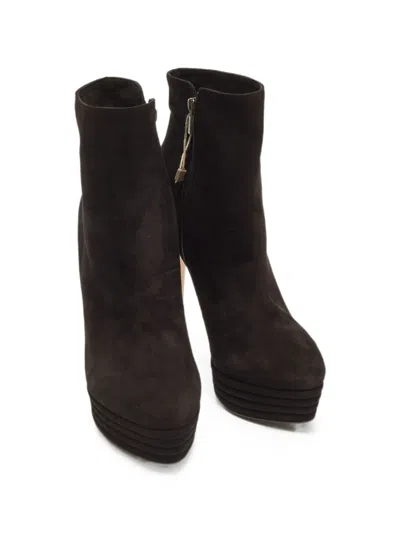 Pre-owned Le Silla Platform Ankle Boots In Black