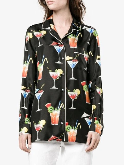 Shop Dolce & Gabbana Cocktail Printed Pyjama Shirt In Black