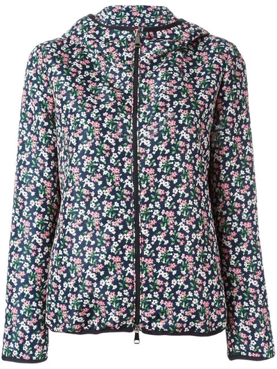 Moncler Vive Floral-print Hooded Jacket In Blue | ModeSens