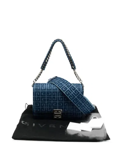 Pre-owned Givenchy 4g Monogram Shoulder Bag In Blue