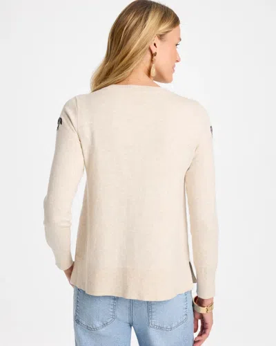 Chico's Zebra Embroidered Pullover Sweater In Neutral In Neutral