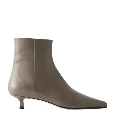 Aeyde Sofie 35 Leather Ankle Boots In Gray