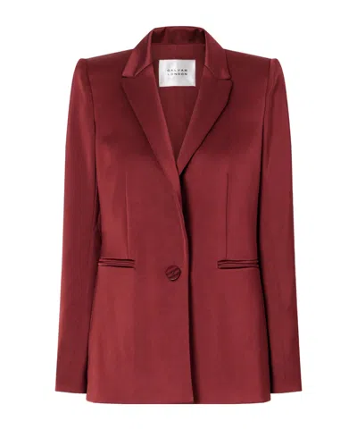 Galvan Satin Single-breasted Blazer In Brown
