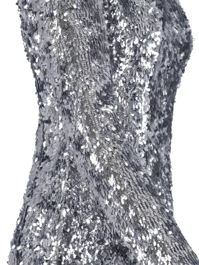 Balmain Sequin-embellished Structured-shoulder Mini Dress In Gray