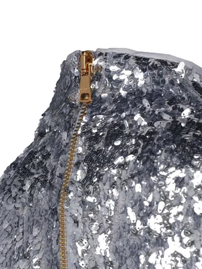 Balmain Sequin-embellished Structured-shoulder Mini Dress In Gray