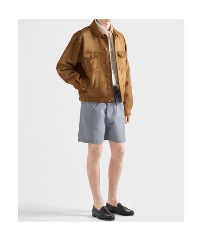 Prada Suede Jacket In Brown