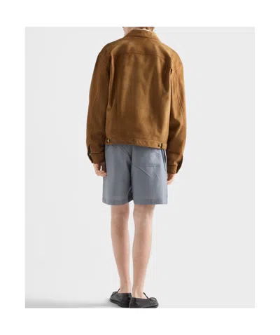 Prada Suede Jacket In Brown