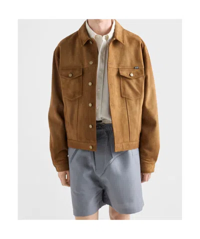 Prada Suede Jacket In Brown