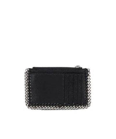 Stella Mccartney Minimalist Zip Cardholder With Contrasting Edge Stitching In Black