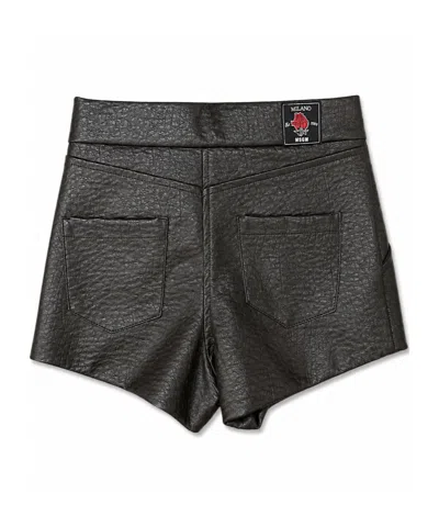 Msgm Button-front Shorts In Black