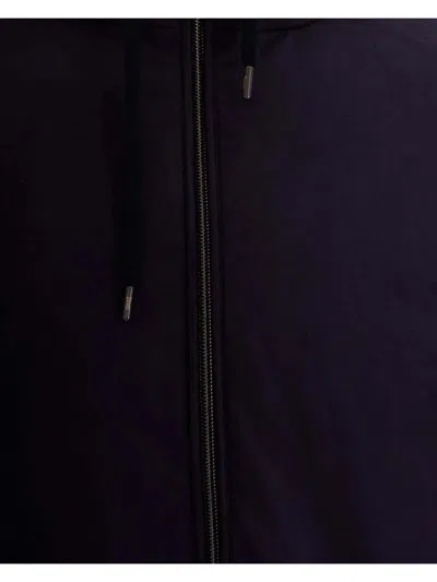 Herno Double-fabric Wool Hooded Jacket In Blue