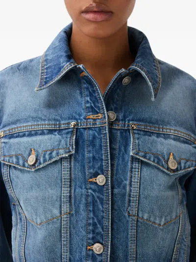 Versace Denim Blouson In Blue