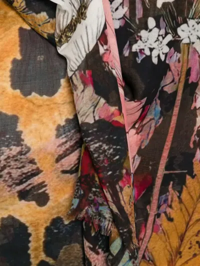 D'aniello Floral-print Leopard-pattern Scarf In Pattern