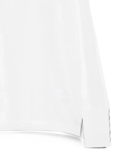 Alpha Studio Button-cuff Long-sleeve Sweater In White