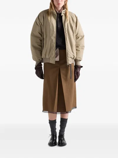 Prada Technical Poplin Down Jacket In Neutral