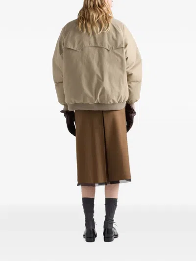 Prada Technical Poplin Down Jacket In Neutral