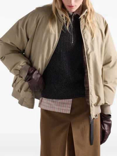 Prada Technical Poplin Down Jacket In Neutral