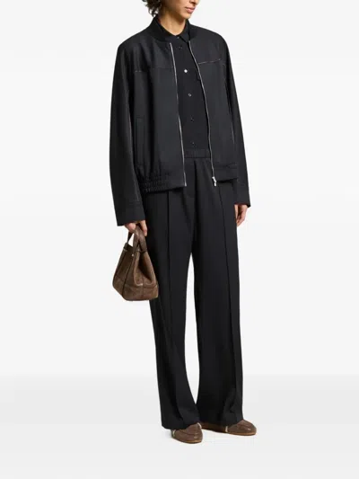 Peserico Piped-trim Elasticated-hem Jacket In Black