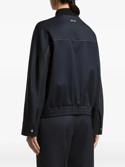 Peserico Piped-trim Elasticated-hem Jacket In Black