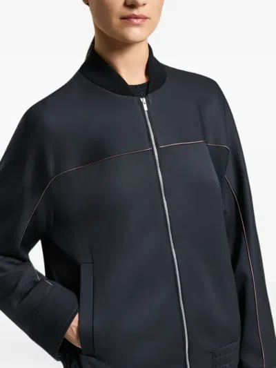 Peserico Piped-trim Elasticated-hem Jacket In Black