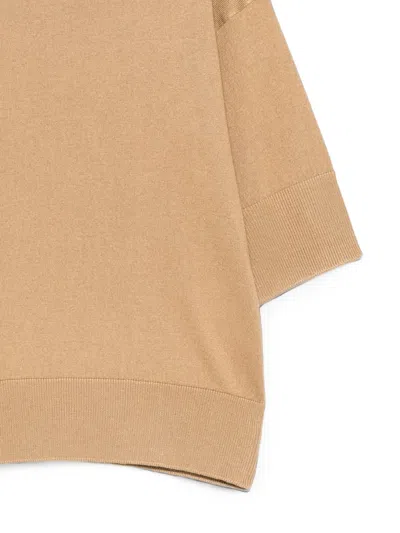 Alpha Studio Crew Neck Top In Brown