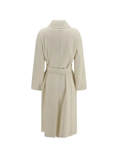 Max Mara Studio Double Breasted Wool Coat In Neutral