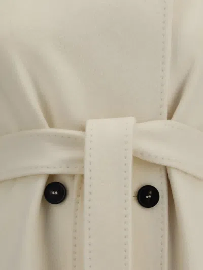 Max Mara Studio Double Breasted Wool Coat In Neutral