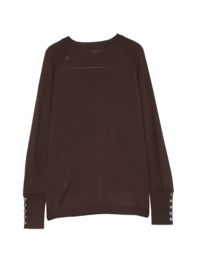 Alpha Studio Button-cuff Sweater In Brown