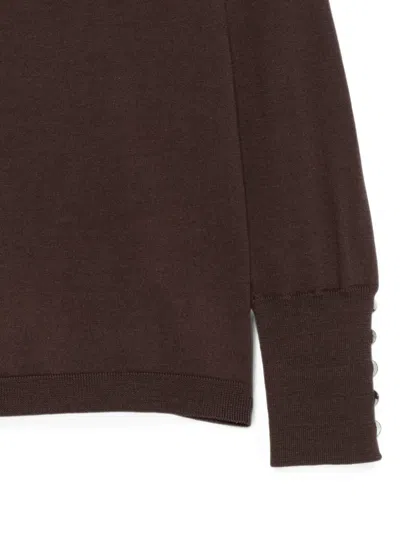 Alpha Studio Button-cuff Sweater In Brown