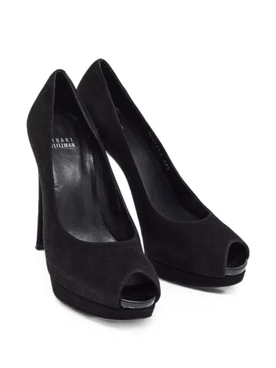 Pre-owned Stuart Weitzman Peep-toe Platform Pumps In Black