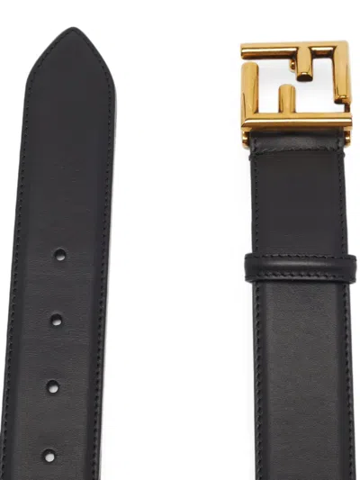 Pre-owned Fendi Ff Logo Belt In Black