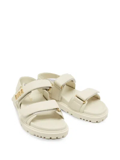Pre-owned Dior Act Touch-strap Sandals In Neutrals