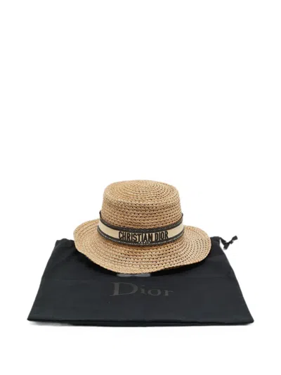 Pre-owned Dior D-bobby Large-brim Hat In Neutrals