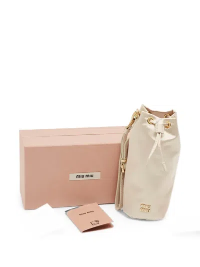 Pre-owned Miu Miu Satin Drawstring Pouch In Neutrals