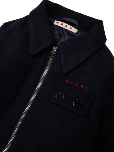 Marni 로고 자수 집업 봄버 재킷 In Black