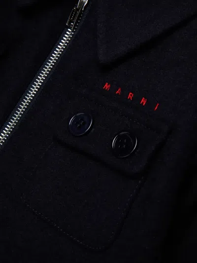 Marni 로고 자수 집업 봄버 재킷 In Black