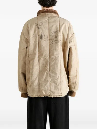Paly 디스트레스드 이펙트 퀼팅 재킷 In Brown