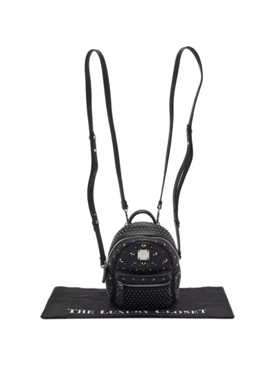 Pre-owned Mcm Mini Stark-bebe Boo Studded Backpack In Black