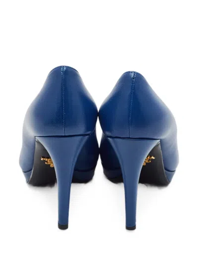 Pre-owned Prada Pointed-toe Platform Pumps In Blue