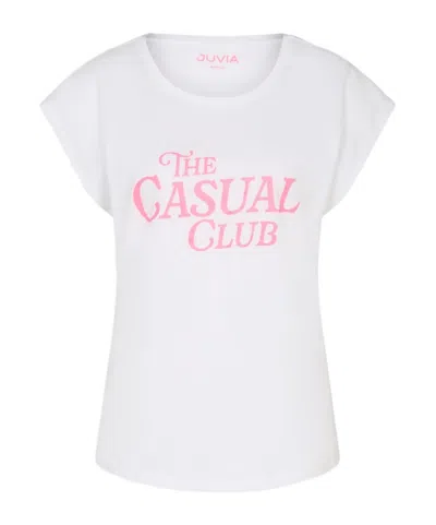 Juvia Letter Print T-shirt In White