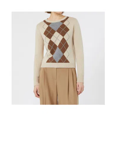 Max Mara Diamond Pattern Knit Sweater In Neutral