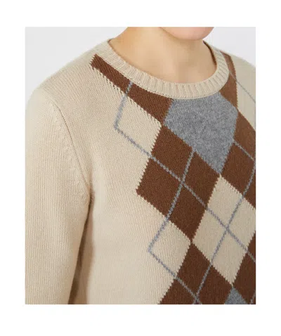 Max Mara Diamond Pattern Knit Sweater In Neutral